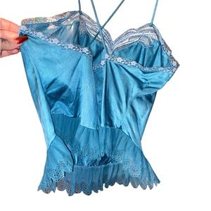 Teal Slip top with lace